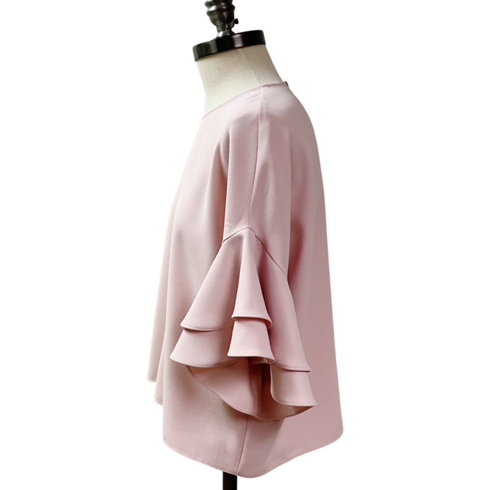 Romantic Feminine Tiered Ruffle Sleeve ZARA Woman Blouse Medium Blush Pink